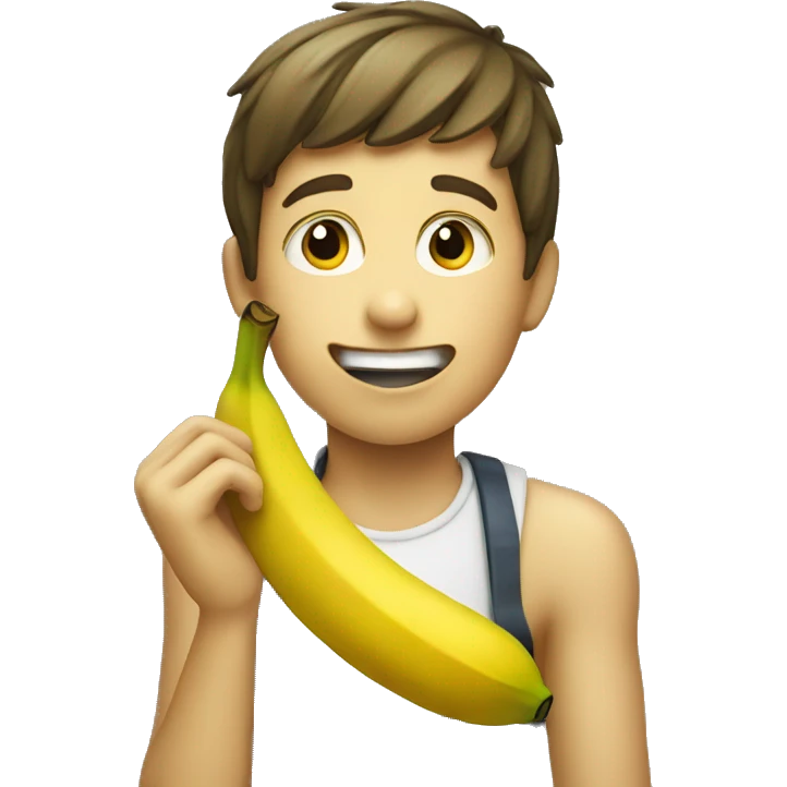 Boy eating banana  emoji