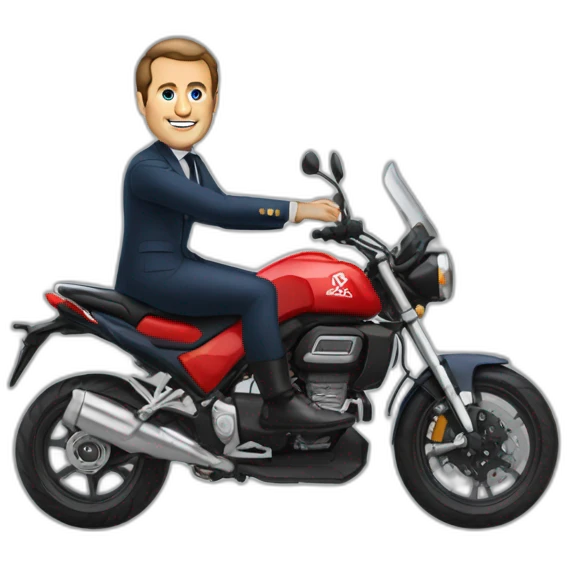 Macron sur une moto emoji