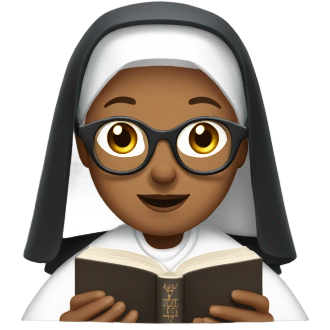 Large old nun reading the holy Bible scriptures  emoji