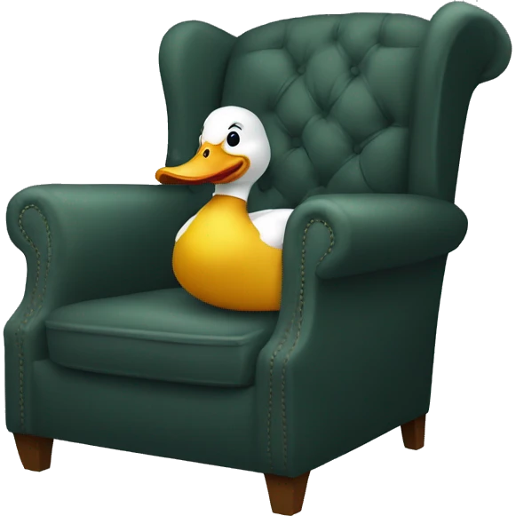 Laughing duck sat in arm chair emoji
