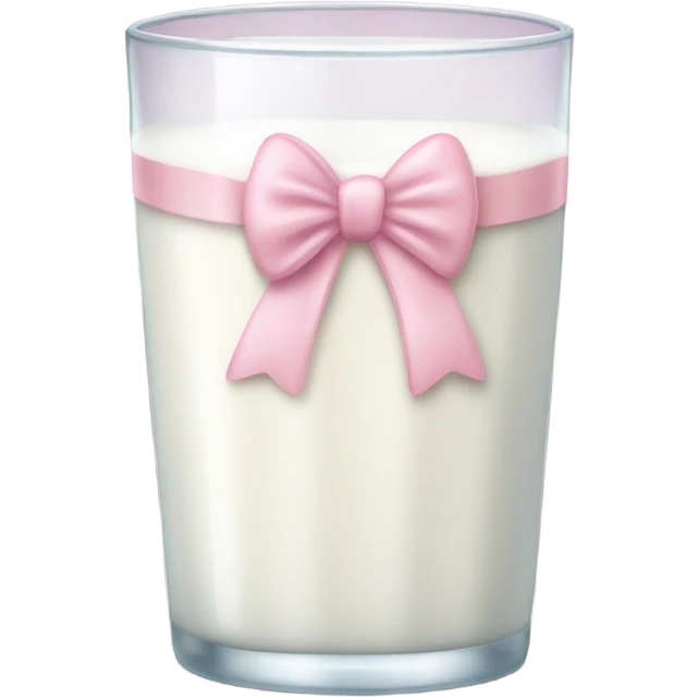 Glass of milk with a light pink bow wrapped around the glass  emoji
