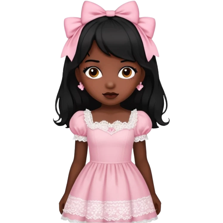 Pink dark skin Lolita with black hair emoji