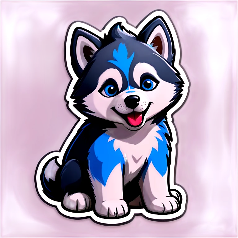 Husky puppy blue haircut gray fur emoji