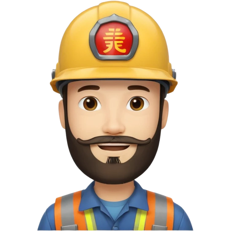 Ingeniero con barba y con casco y letra china minipeka   emoji