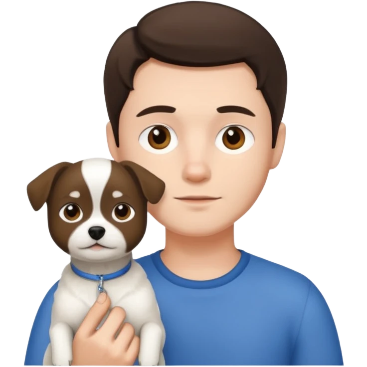 Brunette man with small white dog emoji