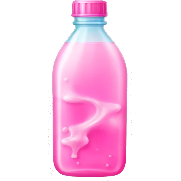 plastic bottle with crystaline pink liquid emoji