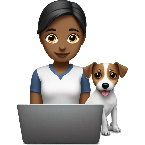 Jack Russel girl with laptop emoji
