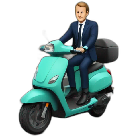 Macron sur un scooter emoji