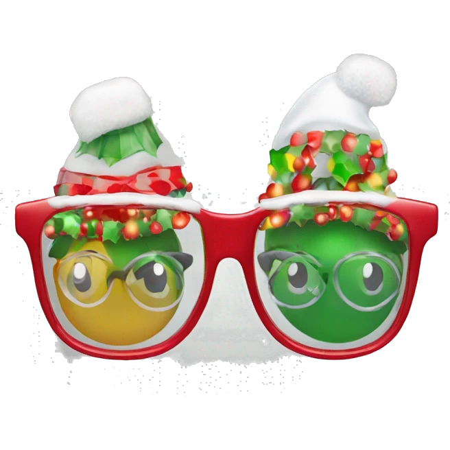Christmas-decorated colorful glasses  emoji