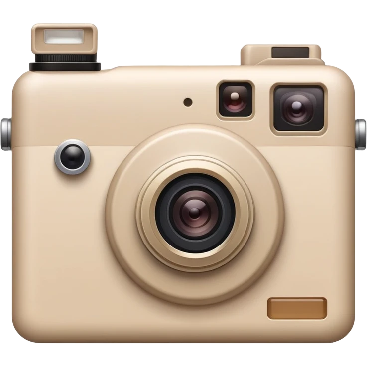 Beige camera with a photo card next to it emoji