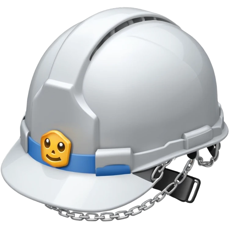 what hard hat with a grey chain logo on the front emoji