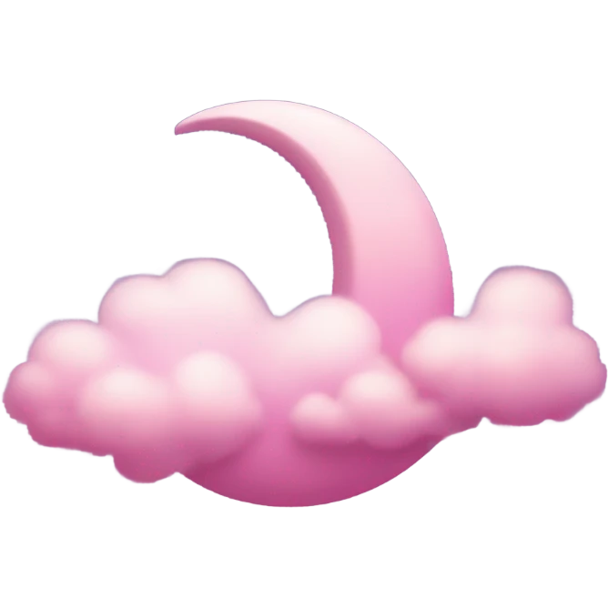Pink crescent moon with sparkly clouds emoji