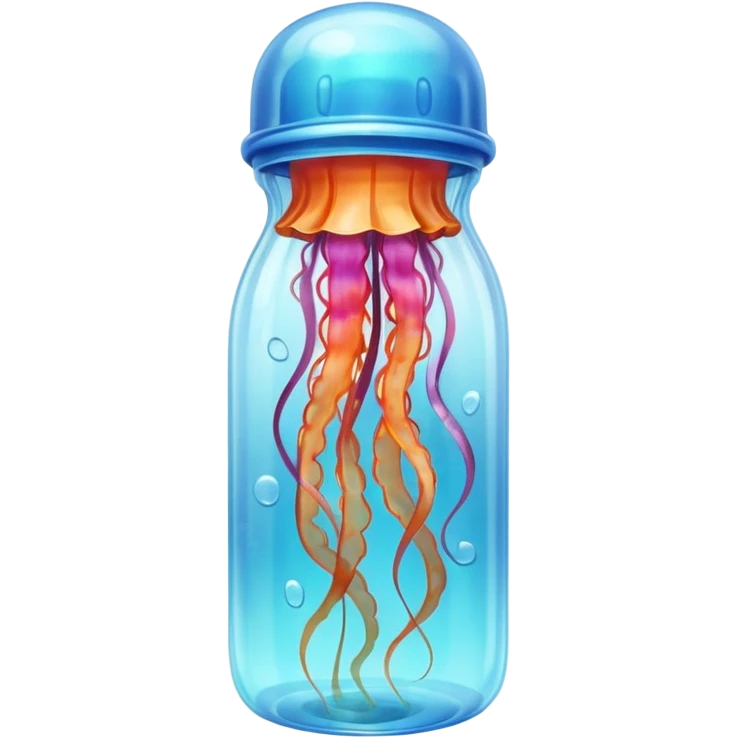 sea jellyfish, plastic bottles emoji