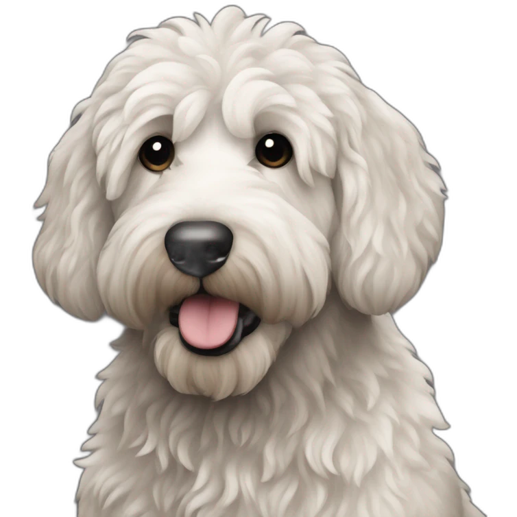 Perro labradoodle blanco con negro emoji