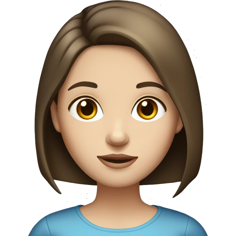 Brunette Girl with a straight bob and pale skin tone and blue eyes reading a book  emoji