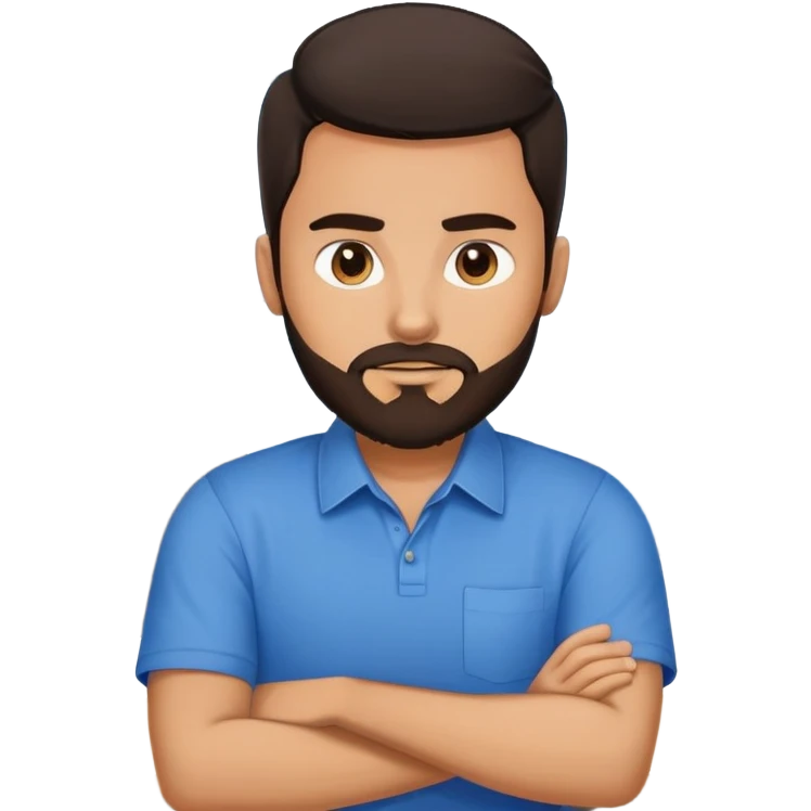 portrait of a young man with dark hair and a beard, wearing a blue shirt, in an office setting, natural lighting, realistic, high detail, 4k, trending on artstation
 emoji