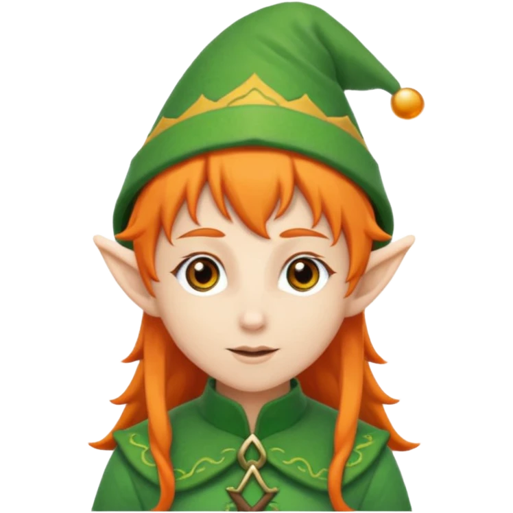 elf with orange hair and green hat emoji