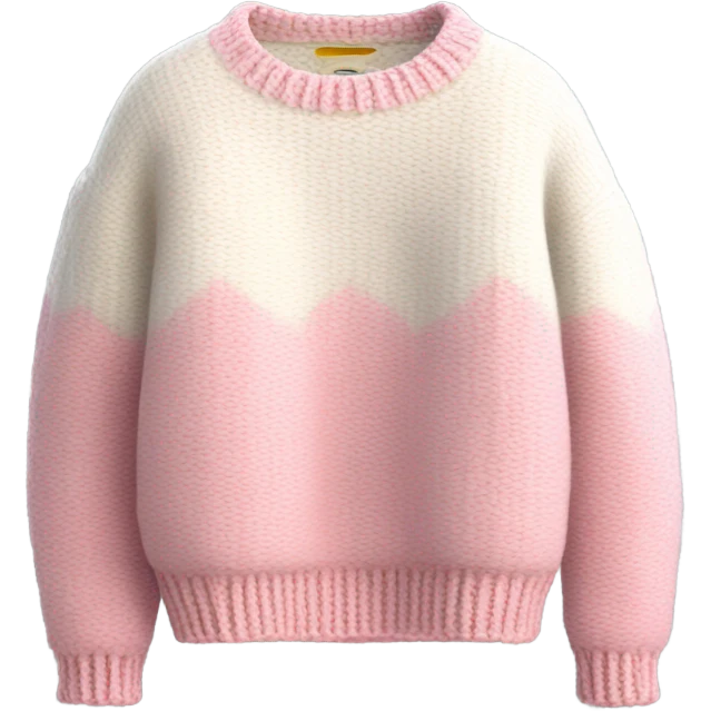 Pink and White cropped oversize wool sweater, isolated emoji