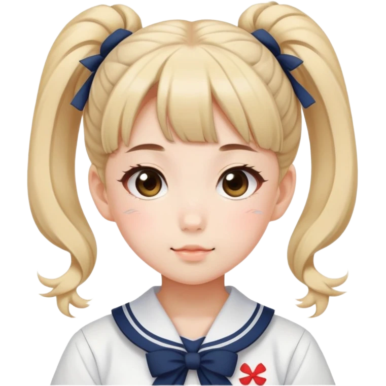 Super kawaii Japanese schoolgirl with high double bun hairstyle wearing Japanese sailor school uniform emoji