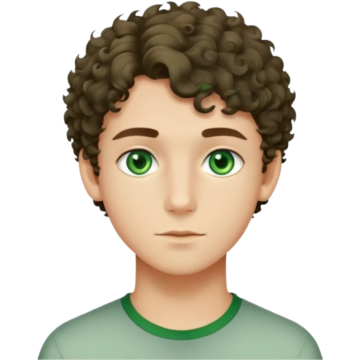 Adolescents beau qui est un peu une racaille avec les cheveux court bouclés et des yeux vert emoji