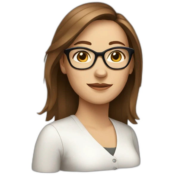 white woman with brown hair and glasses emoji