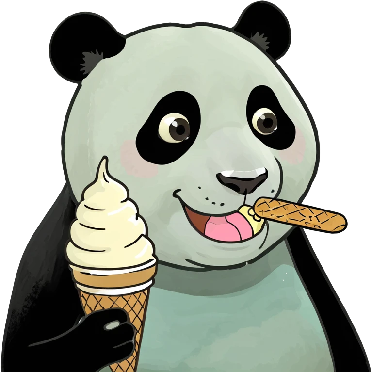 Panda eating ice cream emoji