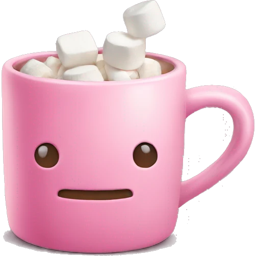 A pink mug and some marshmallows in it emoji