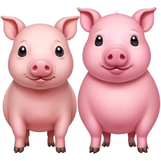 Skinny pig and fat pigs emoji