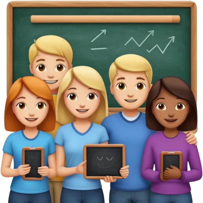 personas viendo una pizarra emoji