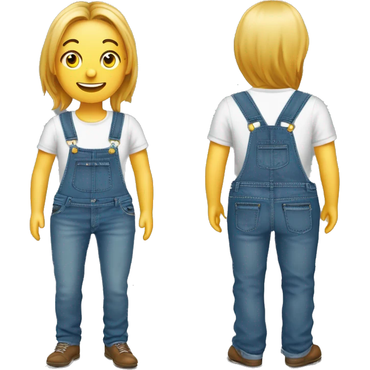 salopette. Il ne doit pas y avoir d'hmain ni d'animal. Juste un vêtement. Un salopette est composée de bretelles et d'un pantalon jeans.  emoji