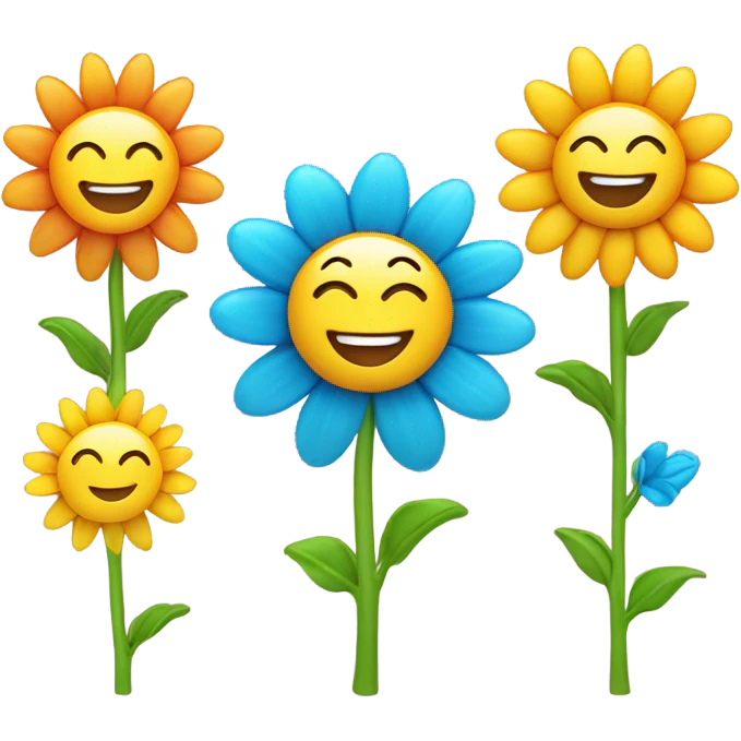 smiling solar flower line emoji