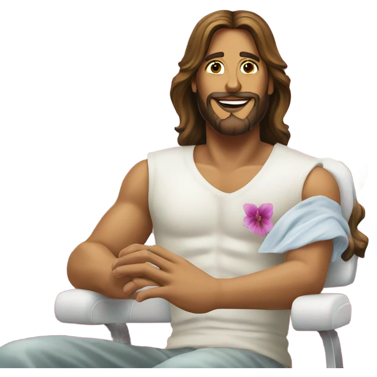 Jesus at the nail salon emoji