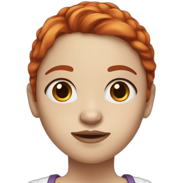Female with white skin, brown eyes, red hair, nose piercing emoji