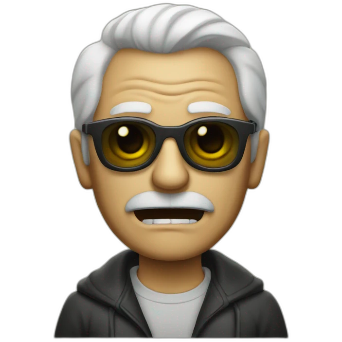 Scary old guy wearing shades written "Evil" on it emoji