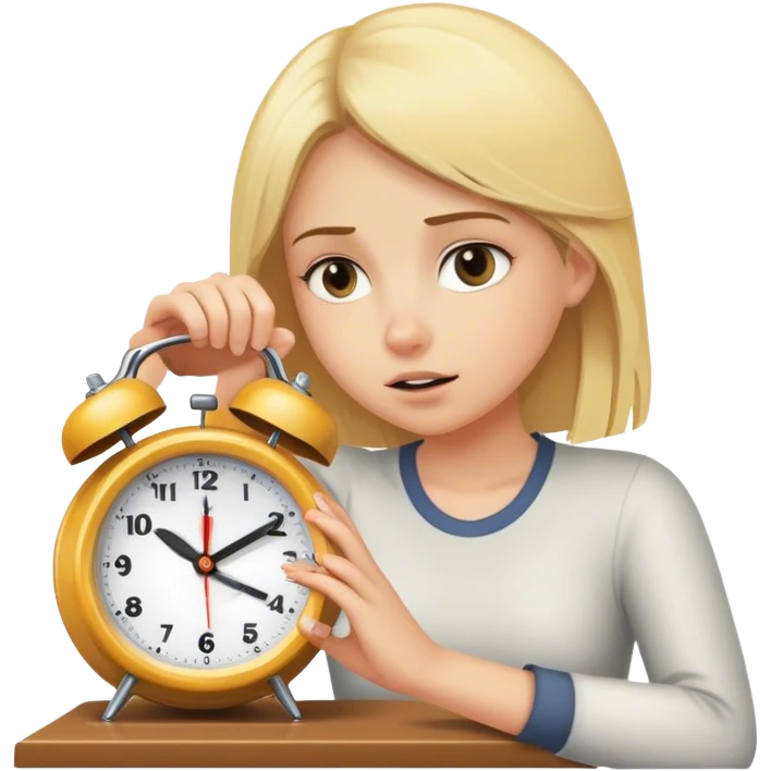 chica rubia apagando despertador a las 5:30am emoji