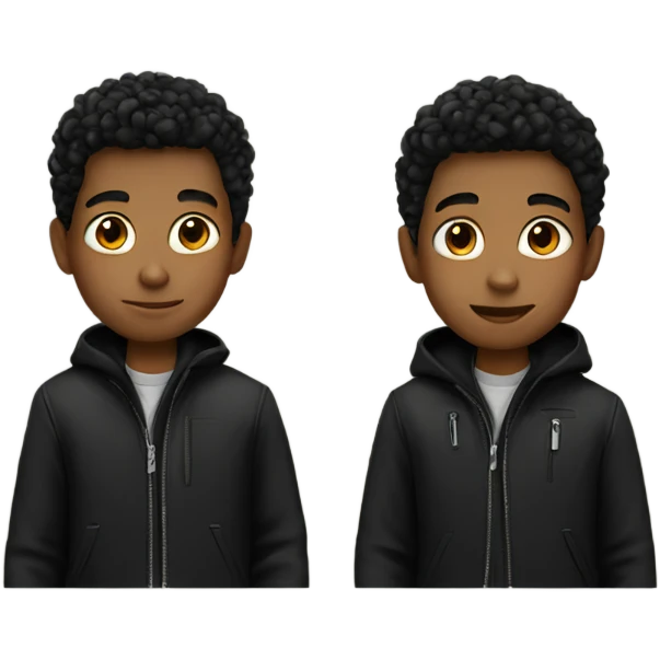 two boys in black jackets emoji