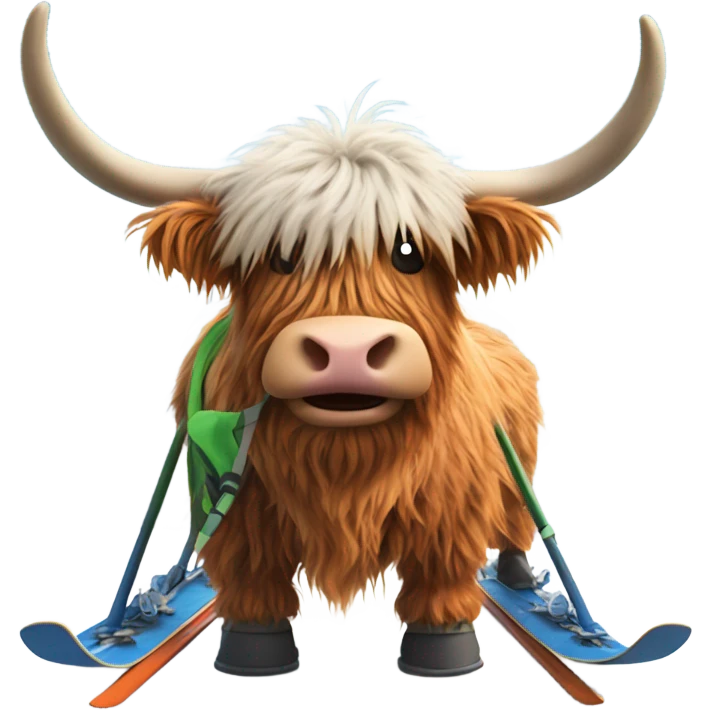 Highland cow skiing  emoji