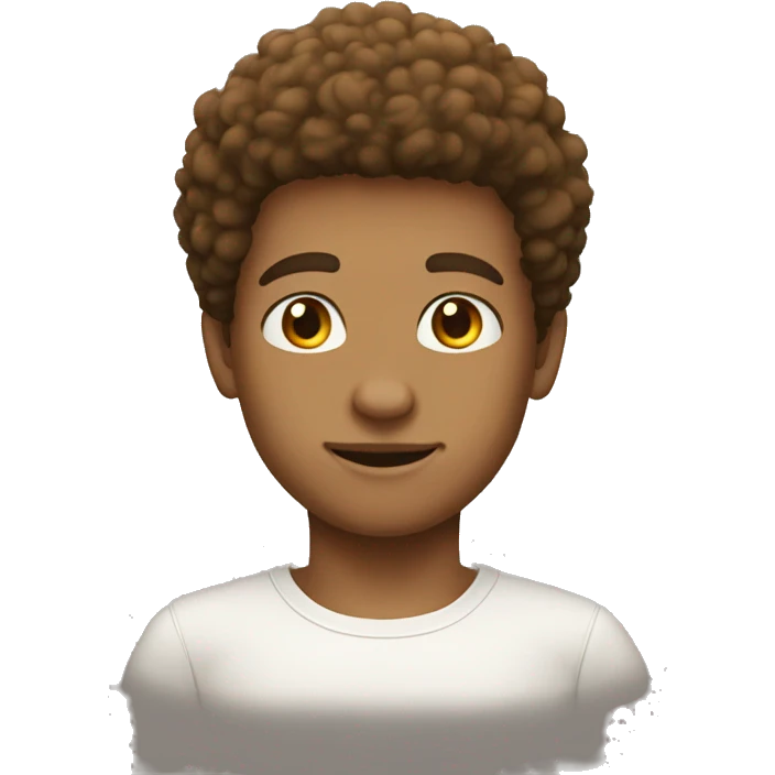 afro round hair white shirt tan boy geek it  emoji