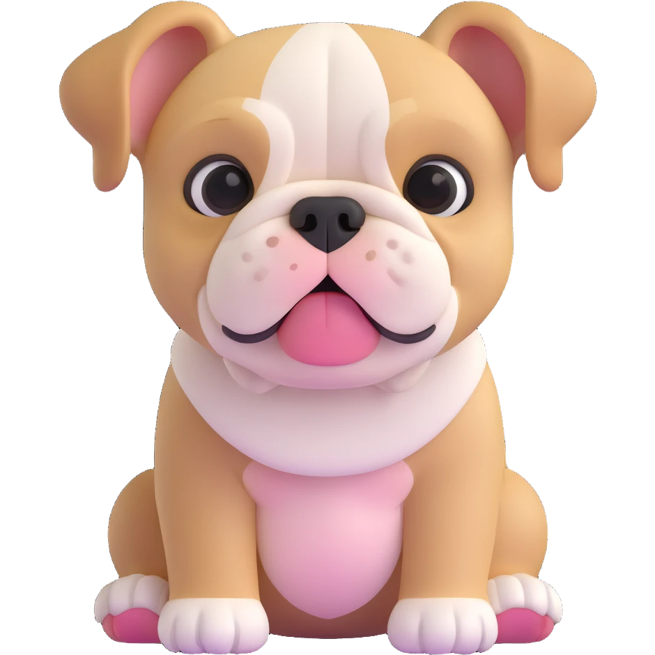 adorable bulldog puppy sitting, front view emoji