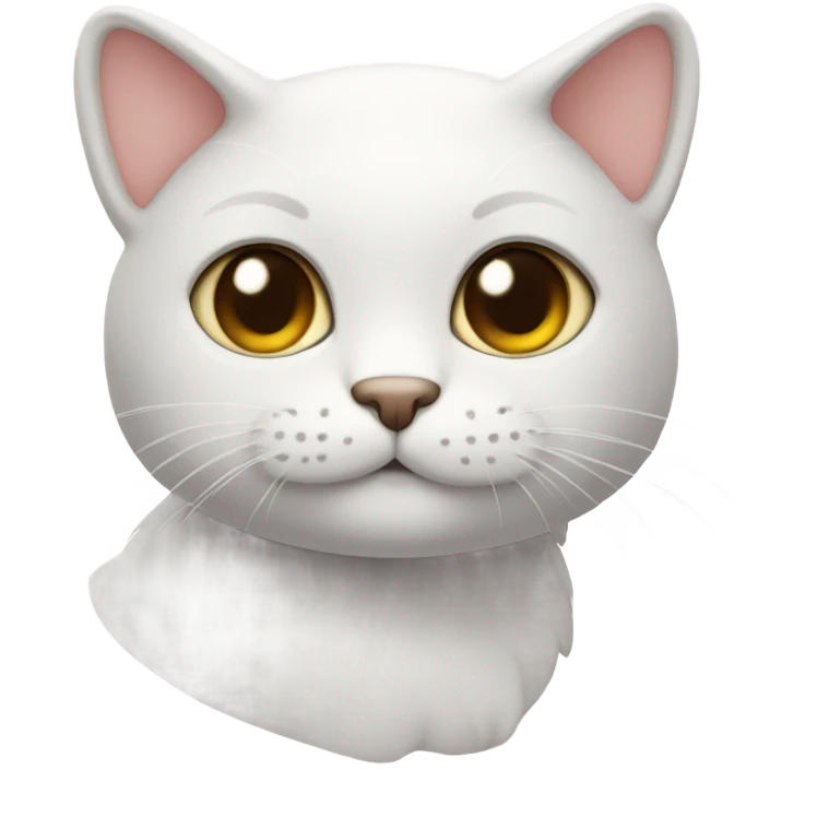 Cute cat head and body white  emoji