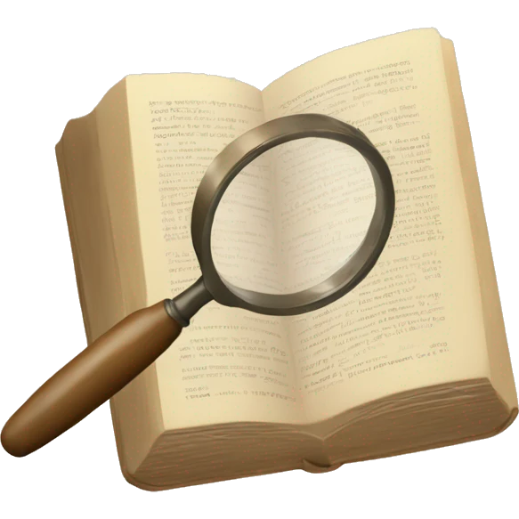 A book in beige tones with a magnifying glass on it emoji