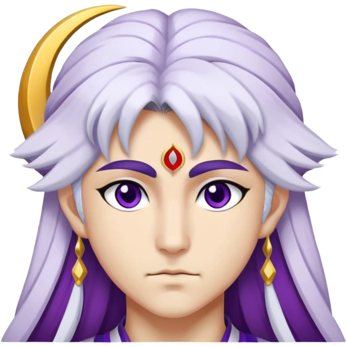 Sesshomaru with crescent moon on forehead purple stripes on cheeks emoji