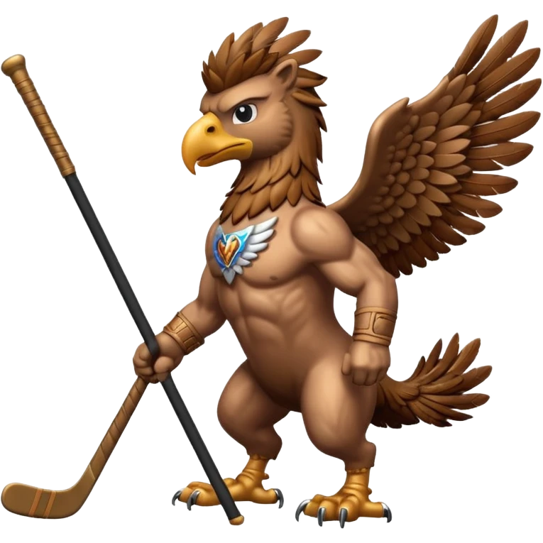 a griffin with a hockey stick emoji
