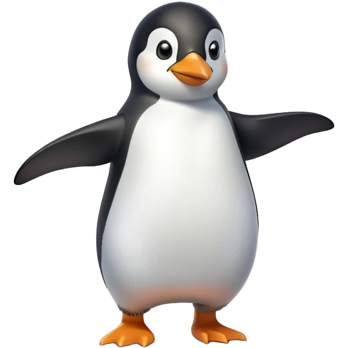 friendly anthropomorphised penguin in a shirt and t-shirt walking quickly, energetic pose emoji