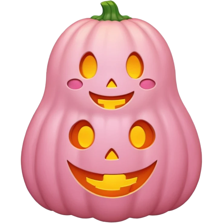 pastel pink ghost with orange pumpkin kawaii style emoji