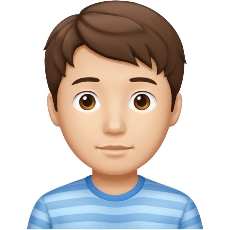 asian young man with wavy brown hair in light blue shirt with vertical stripes emoji