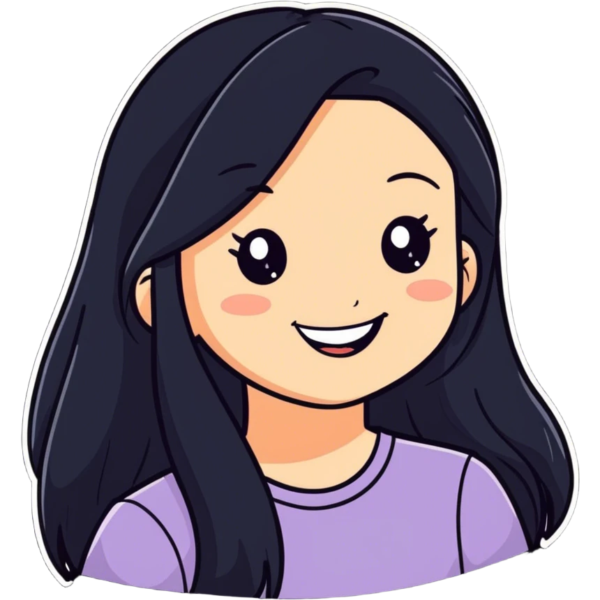 smiling girl with black hair emoji