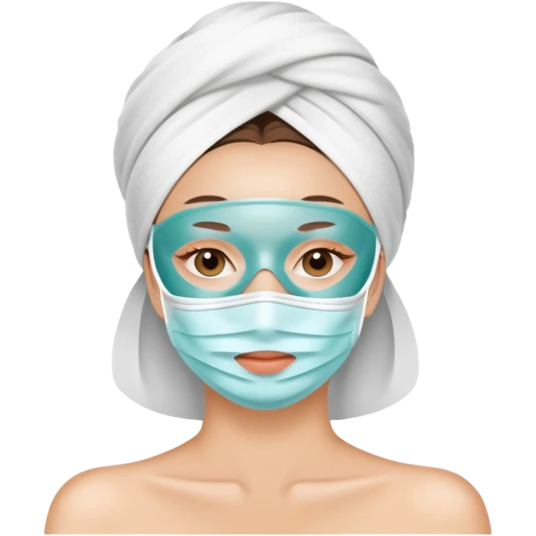 Lady with face mask spa beauty full face relaxing emoji