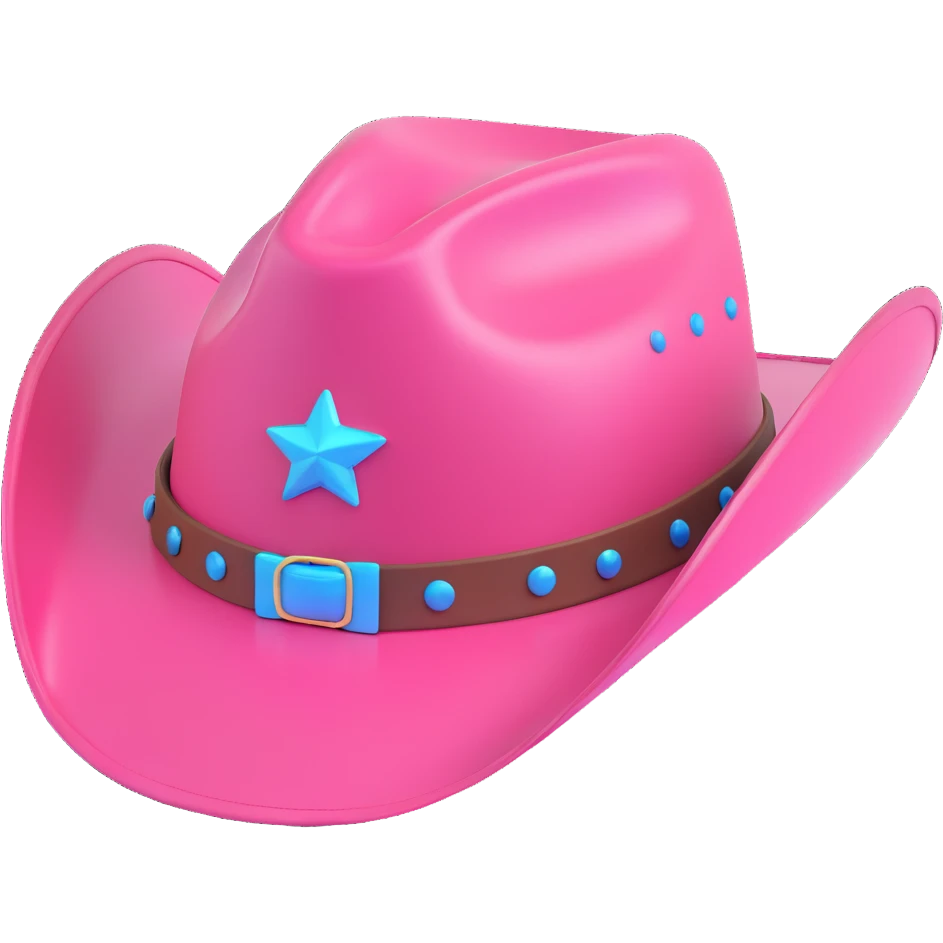 pink cowgirl hat, 3D look, shiny, no text emoji