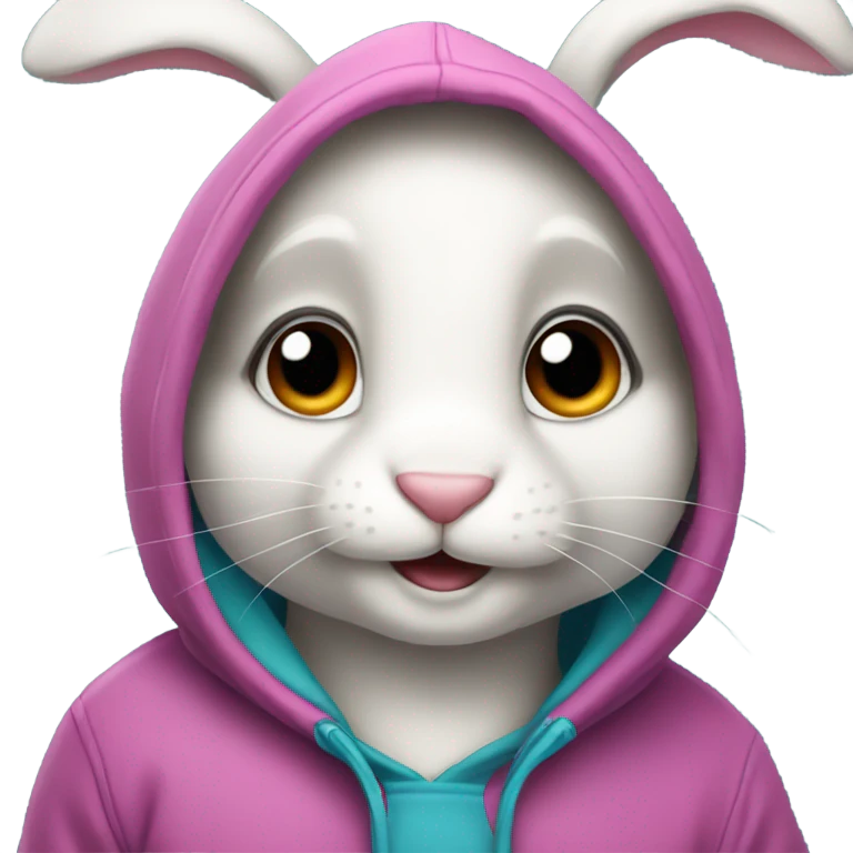 Cute rabbit wearing hoodie emoji